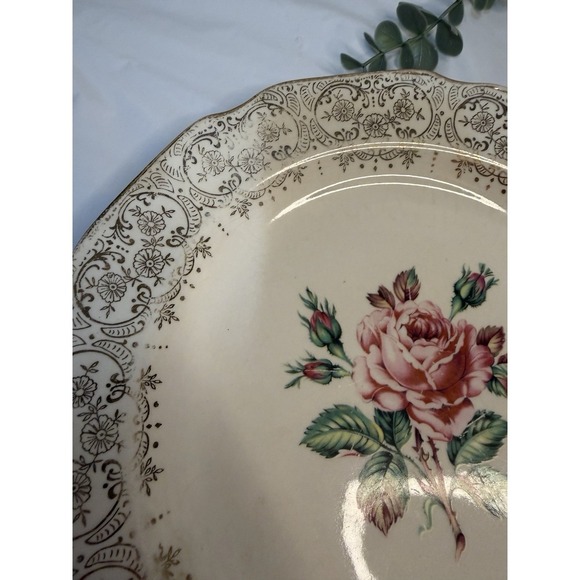 Vintage Dominion Briar Rose Dinner Plate Gold Filigree Elegant Fine China 10.5" - Picture 4 of 9